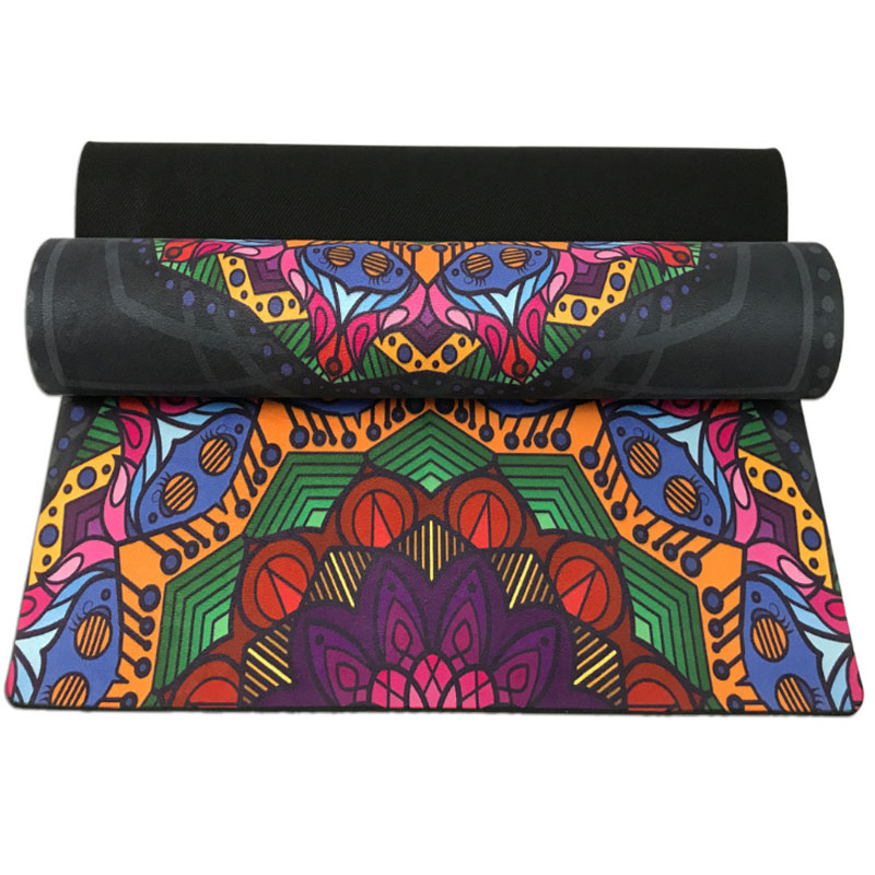 

Yoga Fitness Mats Suede Grey Printed Rubber Slip Print Yoga Flower Mat 3.5mm, Gold