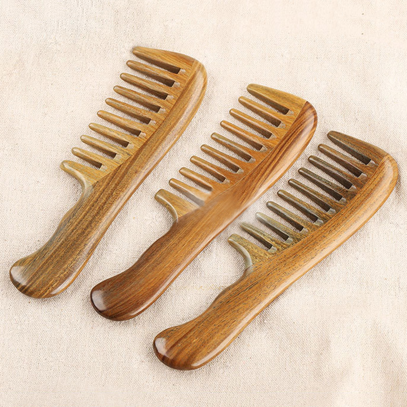 

Handmade Wooden Comb Hair Straightener Wide Tooth Comb Wood Massaging Shampoo Brush Hair Extension Anti-Static Wooden Pick
