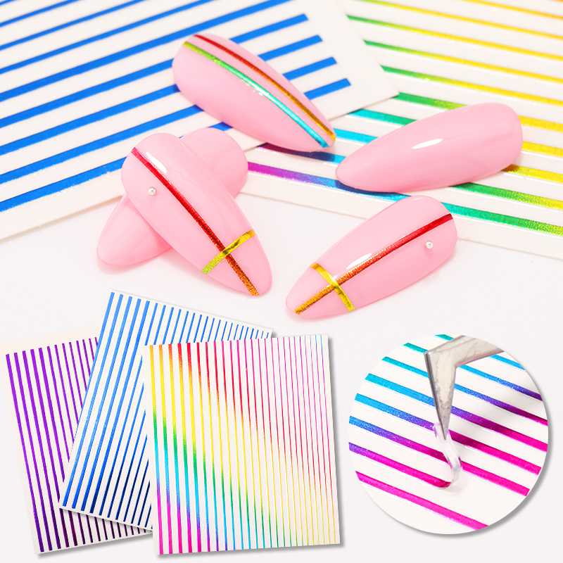 

1 Sheet 3D Nail Sticker Curve Stripe Lines Nails Stickers Gradient Adhesive Striping Tape Nail Foil Art Stickers Decals
