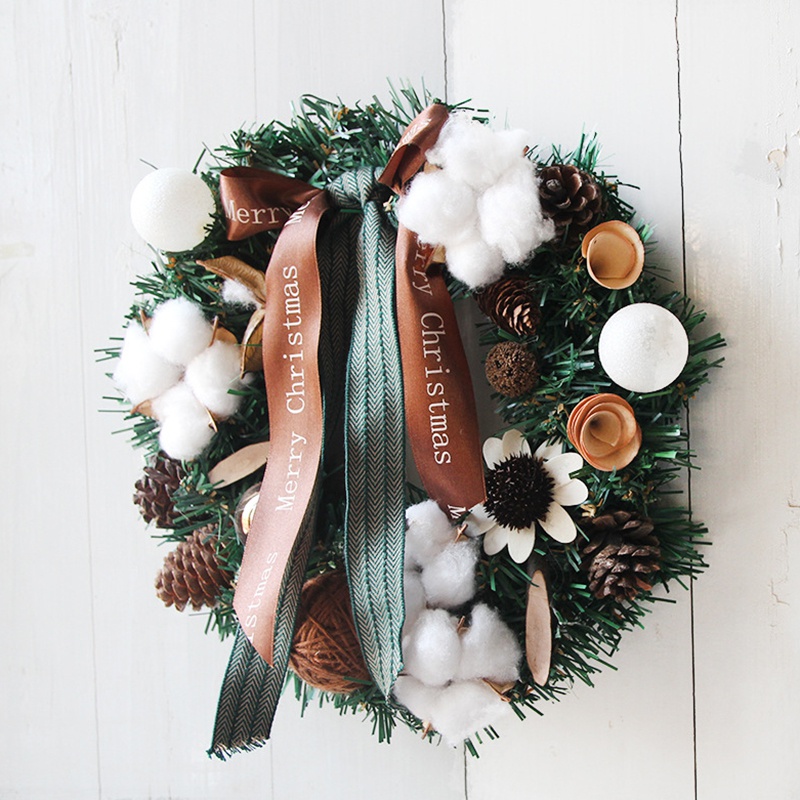 

30cm Wall Hanging Christmas Wreath Artificial Plant Rattan Circle Wall Decoration Simulation Fake Flower Door Hanging Wreath 2, Deep pink