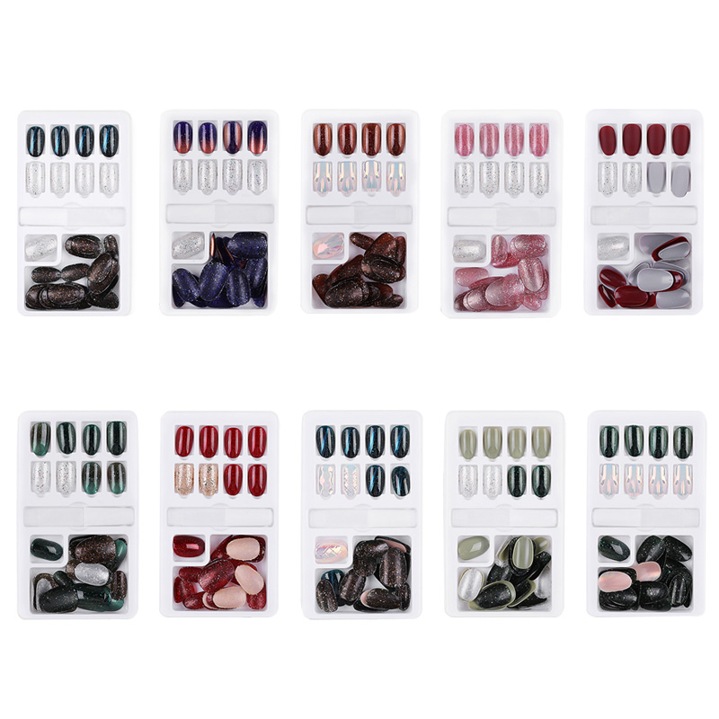

1 Box Glitter Shimmer Full Covered Nail Sticker DIY Waterproof Removable False Nails, 5a