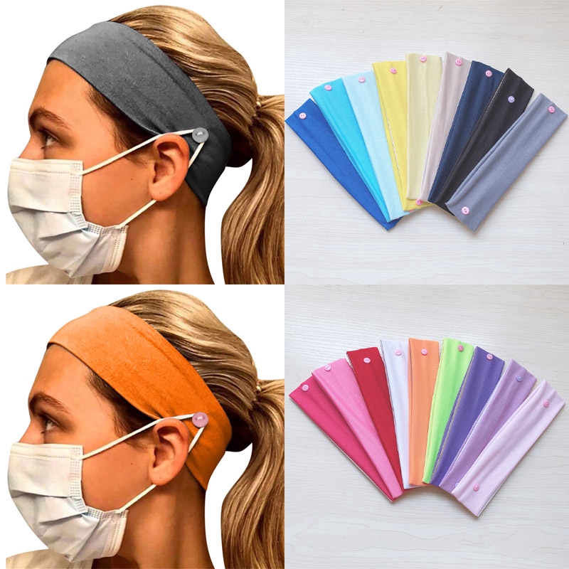 

Button Headband Wearing mask Protect Ears Running Elastic Hair Band Headwear Face Mask Holder