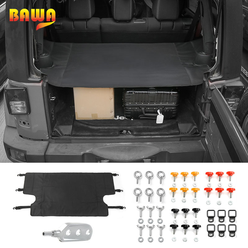 

BAWA Car Trunk Cover 4 Door Luggage Carrier Curtain Cover Mat With Tool Kits for Wrangler JK 2007