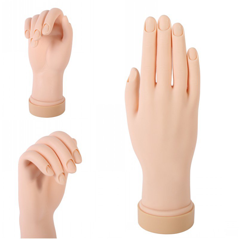 

1Pcs Flexible Soft Plastic Flectional Mannequin Model Painting Practice Tool Nail Art Fake Hand for Training Nail, White