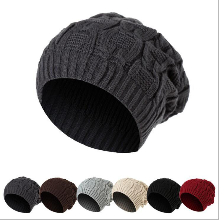 

New Chain Style Winter Hat Knitted Cap High Quality Casual Beanies For Men & Women Solid Double Layer Yarn Bonnet Cap