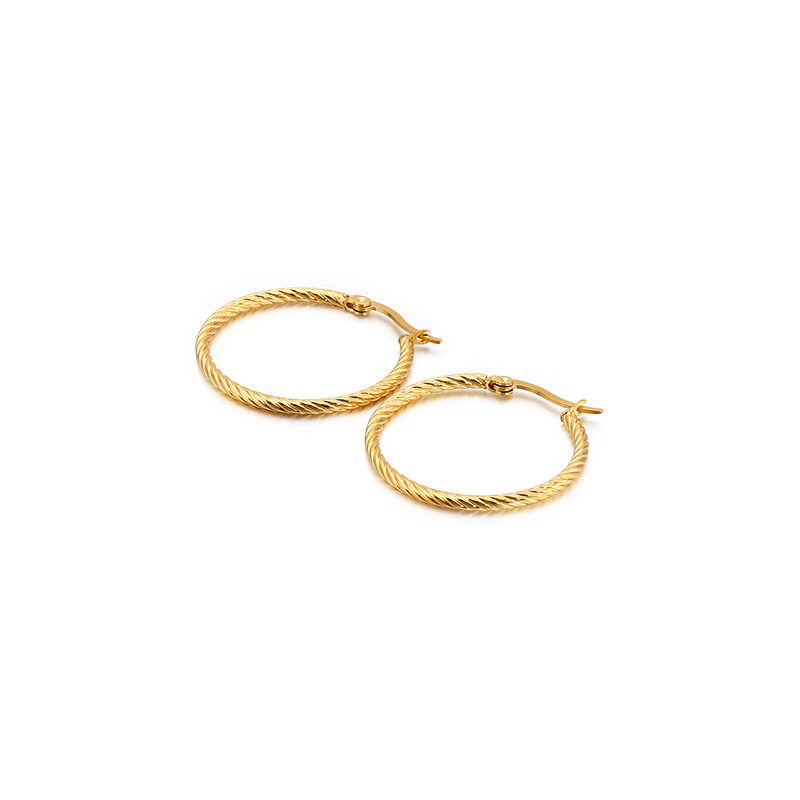 

Jewelry new simple Hoop Earrings big ring coil hollow titanium steel Drop Earrings