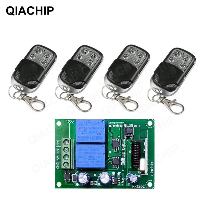 

QIACHIP 433MHz Universal Wireless Remote Control DC 12V 2CH RF Relay Receiver and Transmitter For Garage Door Gate Controller