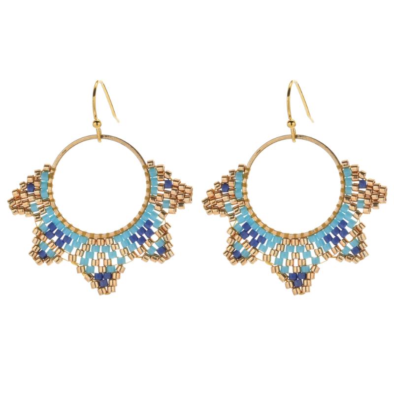 

ZMZY Bloom Flower Bohemian MIYUKI Beads Drop Earrings for Women Boho Handmade Chic Cute Statement Jewelry Gifts Brincos