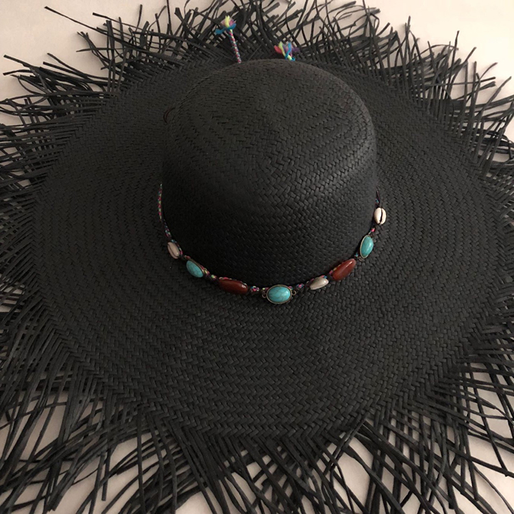 

LVTZJ Summer straw hats women big wide brim beach hat sun hats foldable sun block UV protection panama hat bone chapeu feminino, White