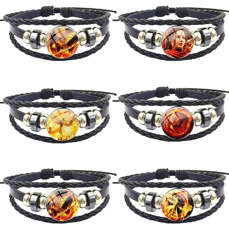 

Hot Brand Black Leather Bracelet Bangle Glass Cabochon Jewelry Bijouterie For Girls Statement Maxi
