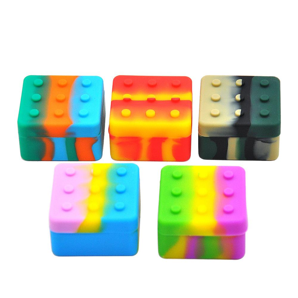 

2021 Lego shape Accessories Factory 4+1 50mm Large Non-stick Silicone Container For Wax Tabacco Oil FDA