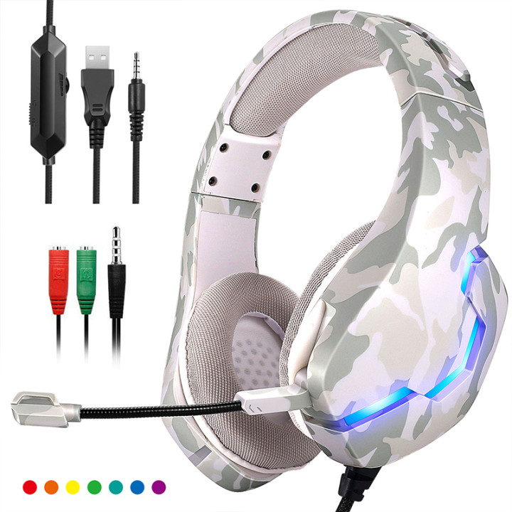 

7 Color LED Professional Gaming Headphone 3.5mm Wired Game Headset Stereo Computer Bass Gamer With Mic For PC Switch Xbox