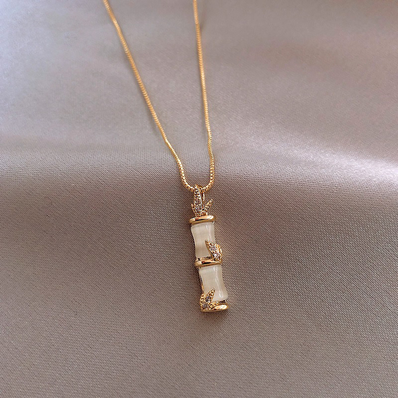 

Bamboo Pendant Necklace Personality Pendant White Pillar Gold for Women Necklaces Pendants
