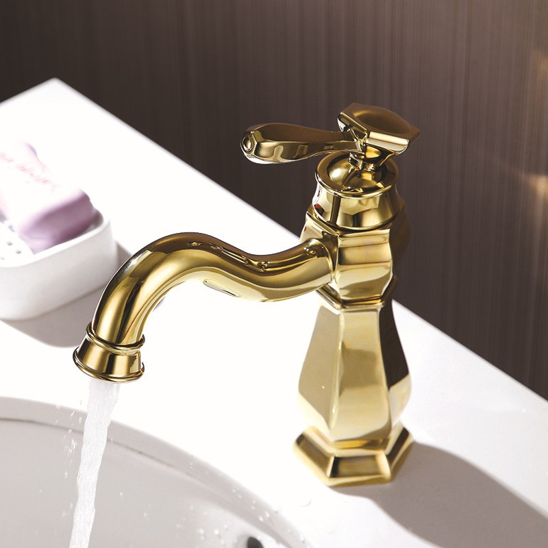 

Basin Faucet Gold Brown Bathroom Sink Faucets Brass Basin Faucet Cold and Hot Water Tap Mixer Tap Single Handle Fashional