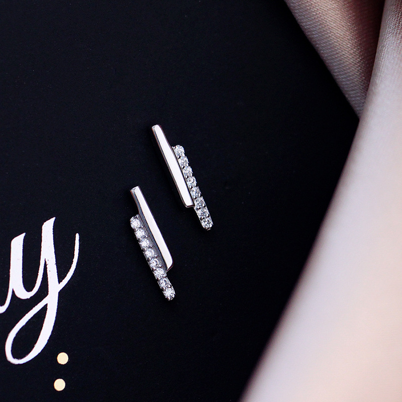 

Stud Minimalist Flat Bar Earrings For Women Chic Cubic Zirconia Accessories Jewelry