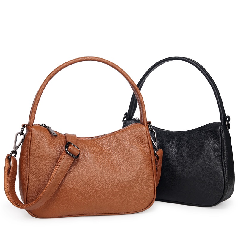 

Designer Handbags Women Shoulder Bags Genuine Leather Casual Totes Youth Ladies Solid Crossbody Messenger Shopping Bags Hobos, Black