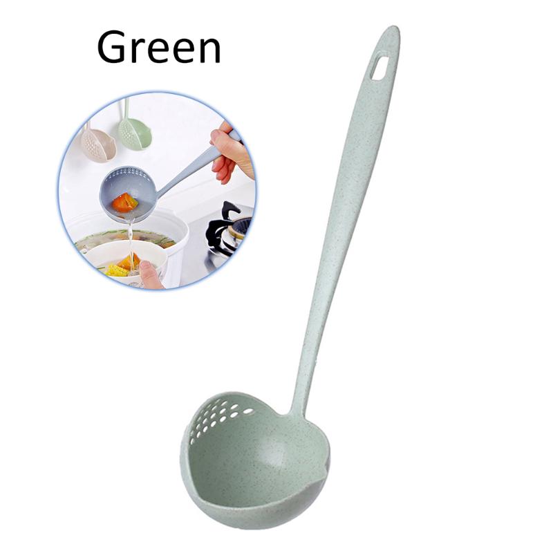 

2-in-1 Wheat Straw Soup Colander Spoon Dinner Kit Long Handle Soup Spoon Utensil Home Kicthen Hot Pot Tableware