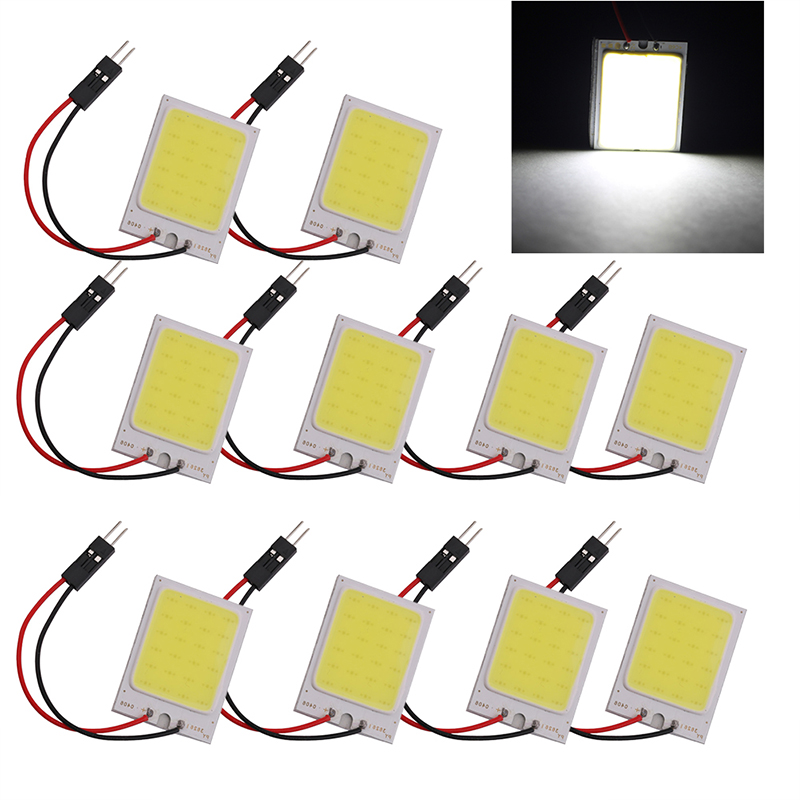 

YOLU 10Pcs W5W Car LED Bulbs COB Interior Light Festoon 24SMD LED Auto White Dome Reading Lamp 12V, As pic