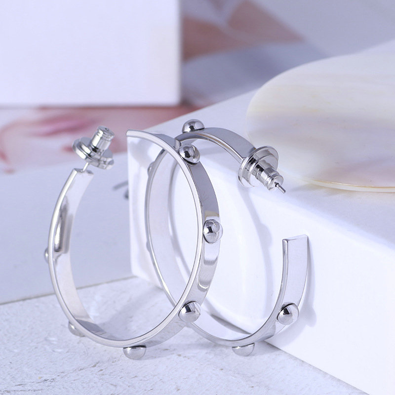 

Popular Fashion Real/Silver/Rose Gold/ Gold Plated Huggie Hoop earrings Brand Gold Button Fashion Hot Brand Sale earrings, Golden;silver