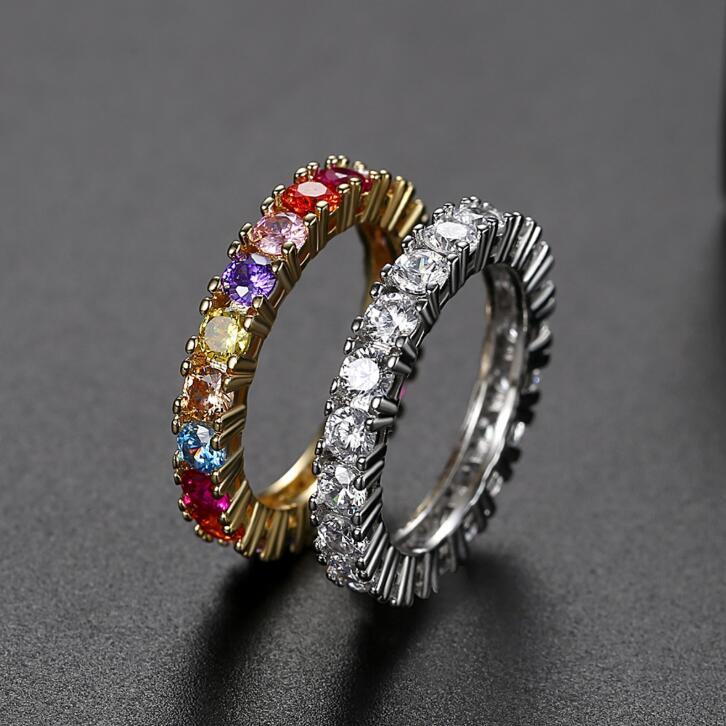 

Zircon plated Genuine Gold Trend Men's Ring Cuban Link Band Mens Hip Hop Jewellery