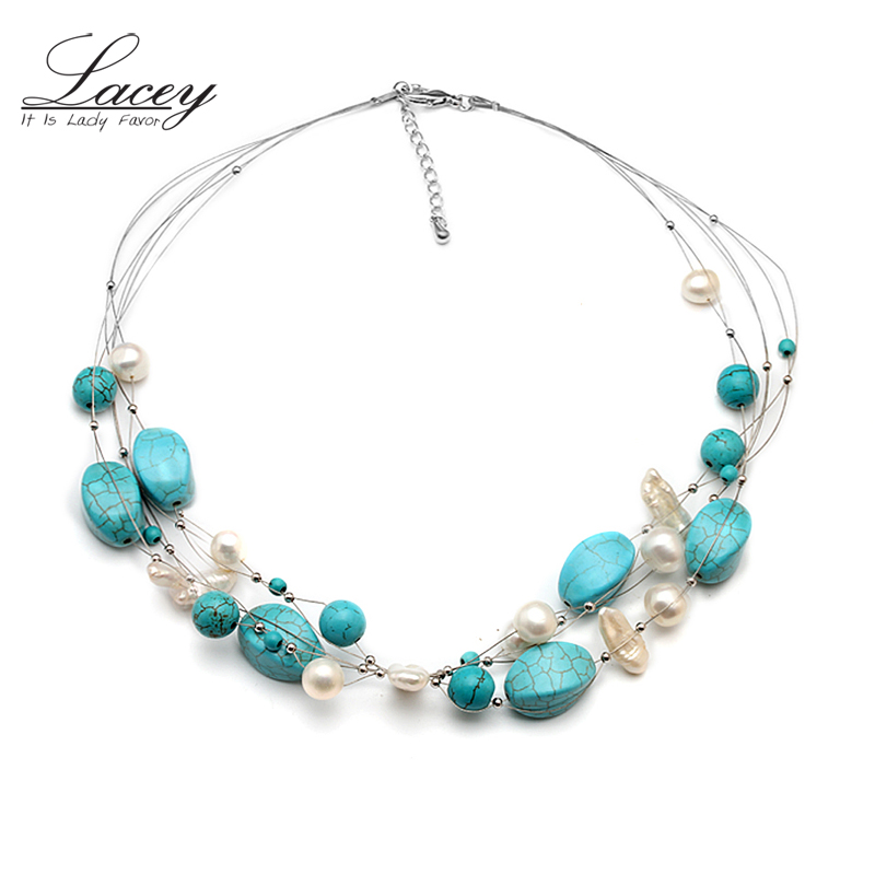 

Fashion boho necklace real freshwater pearl necklace baroque,choker layered for women