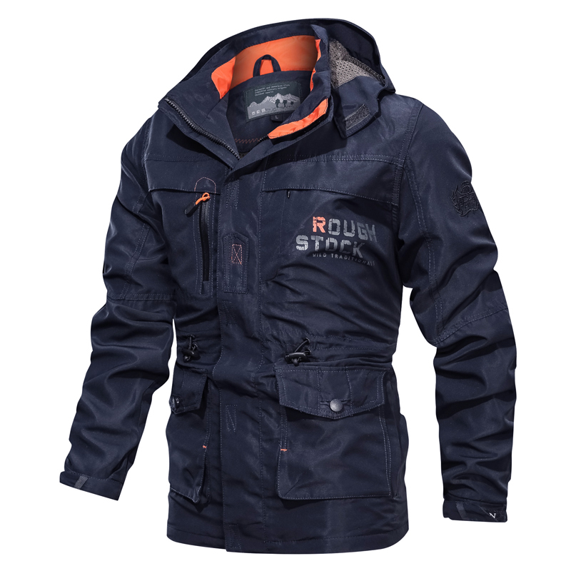 

2020 Bomber Jacket Men Autumn Winter Multi-pocket Waterproof Tactical Jacket Windbreaker Men Parkas Outdoor Stormwear, Blue