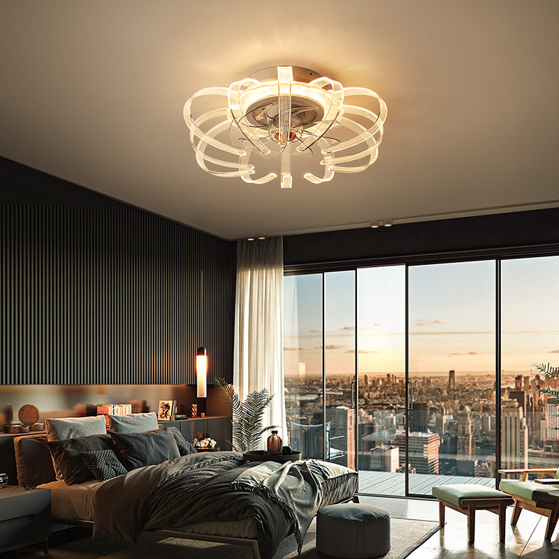 

Bedroom fan Nordic Light luxury simple modern lamp creativity invisible silent room household ceiling fan lamp