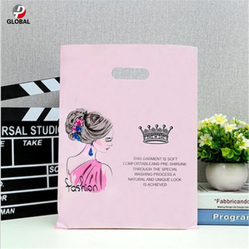 

D&P 20*25cm 50pcs Thank you gift Jewelry Plastic package carry Bag Wedding boutique party gift shopping plastic Handle Bag