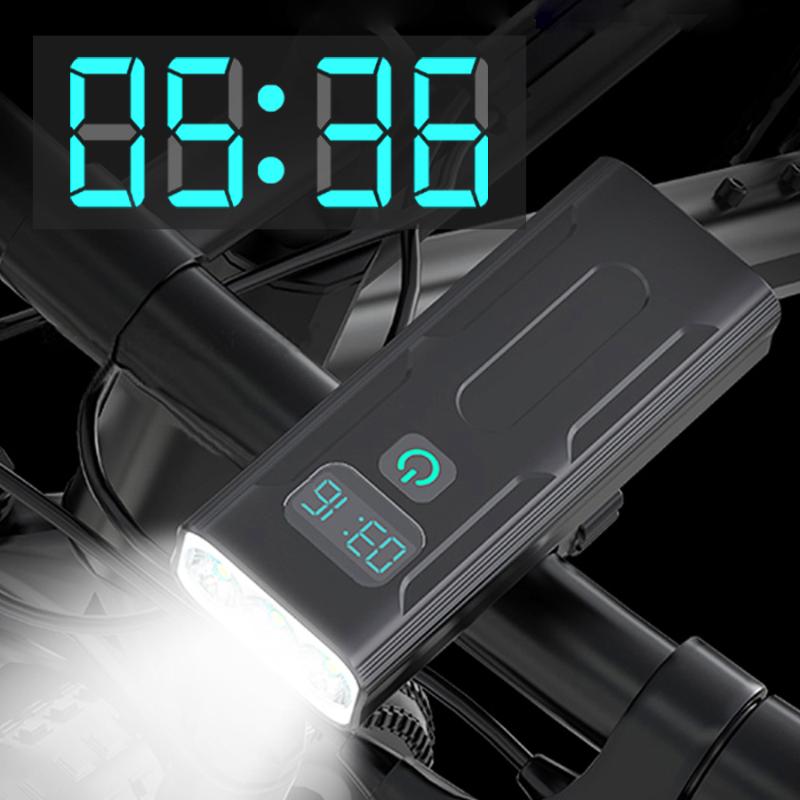 

NEWBOLER Power Digital Display Bicycle Light L2/T6 USB Rechargeable 5200mAh Bike Light Front IPX5 Waterproof Cycling