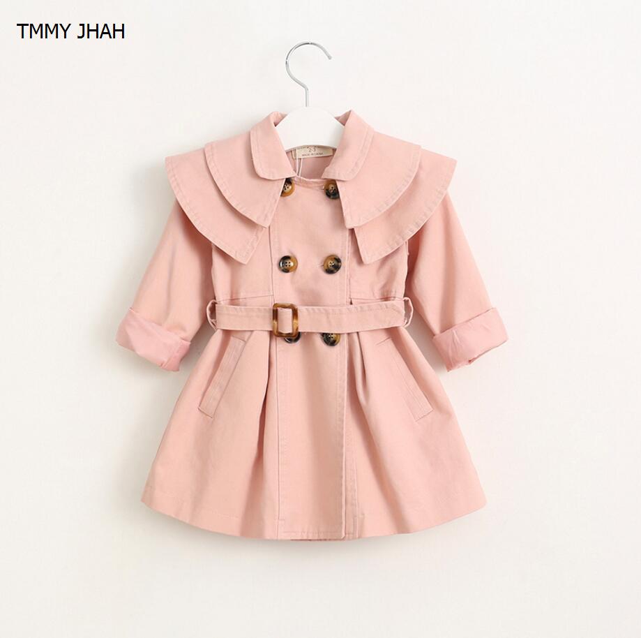 

New 2019 Spring Girls jacket children's clothing girl trench coat kids jacket girl coats Winter Trench Wind Dust Outerwear, Khaki