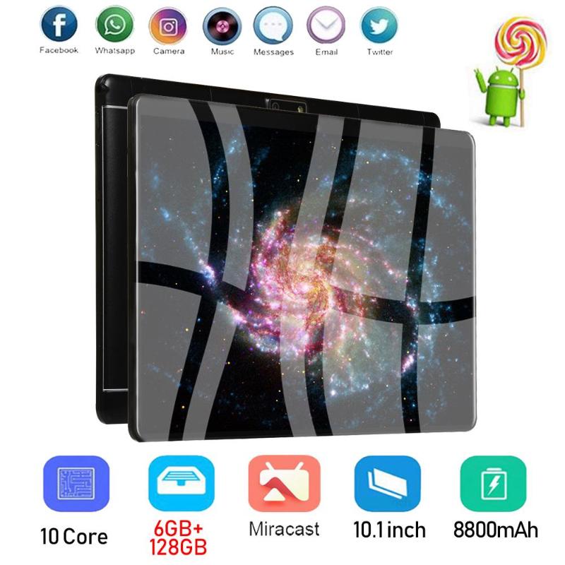 

Global Version 10 inch 4G LTE Tablet PC Android 9.0 Octa Core 6GB RAM 128GB ROM IPS WiFi Bluetooth Type-C USB Android Tablets, Black