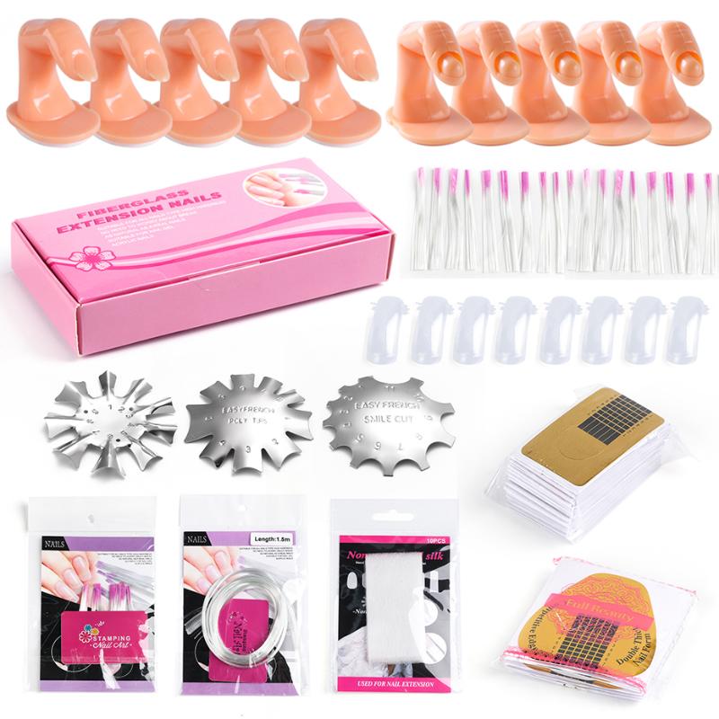 

Nail Forms Fiber Glass Nail Extension Tools Kits For UV Acryl Gel Fiberglass Building French Nails Tips Smile Cut Tools JI1602