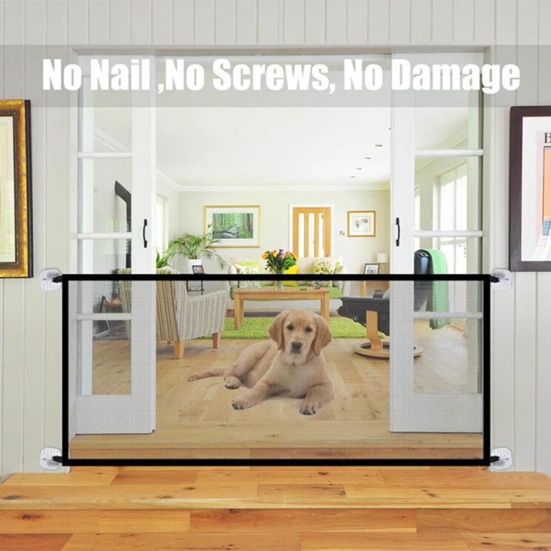 

New Pet Barrier Fences Portable Folding Breathable Mesh Dog Gate Pet Separation Guard Isolated Fence Dogs Baby Safety Fence, Black
