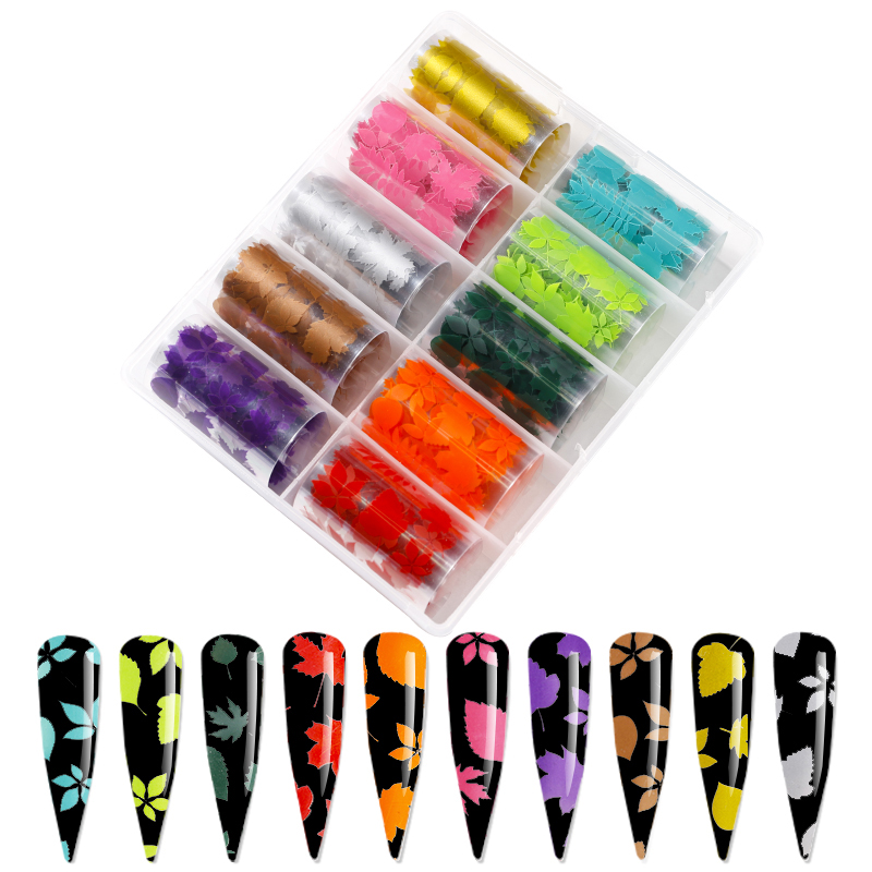 

10 Rolls Autumn Nail Series Foils For Nails Nail Art Transfer Sticker Manicure Tips UV Polish 3D Decals NZ07-60