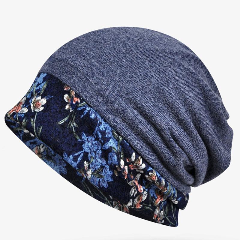 

Floral Lace Stitching Hat Neckscarf Women Autumn Winter Fashion Skullies Beanies Hair Turban Caps, Red