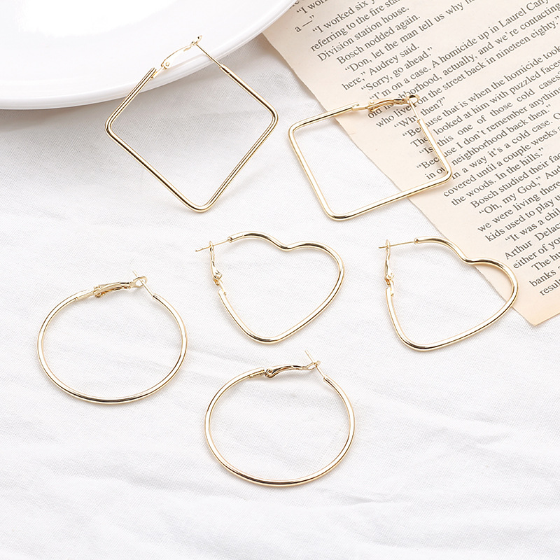 

Big Circle Hoop Earrings Set Punk Gothic Gold Color Women's Earrings Vintage Steampunk Ear Clip Loop Ear Rings Jewelry Charm
