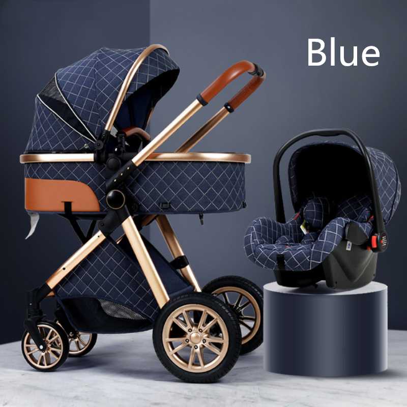 

2021 New Baby Stroller 3 in 1 High Landscape Stroller Reclining Baby Carriage Foldable Bassinet Puchair Newborn