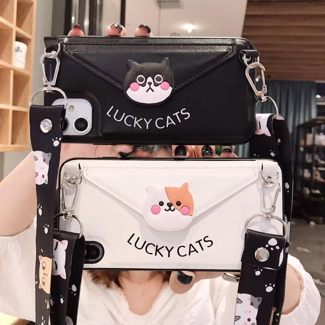 

Cartoon Lanyard Crossbody Wallet Phone case For iPhone 11 XS MAX XR X 7 8 6 6S Plus Leather Card Slot With Shoulder Strap Cover