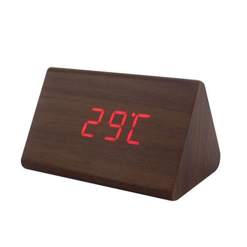 

1 pc Wooden Wood Clock Modern Wood New Version Digital Electronic Desk Clock LED Display Time for Home Kids Bedroom Office