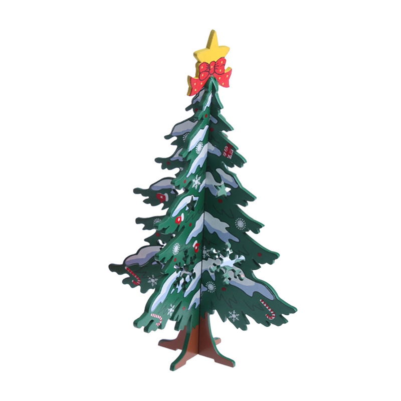 

Mini Christmas Wooden Slices Splicing DIY 3D Tree Ornament Festive Wooden Craft Ornament Gift Supplies