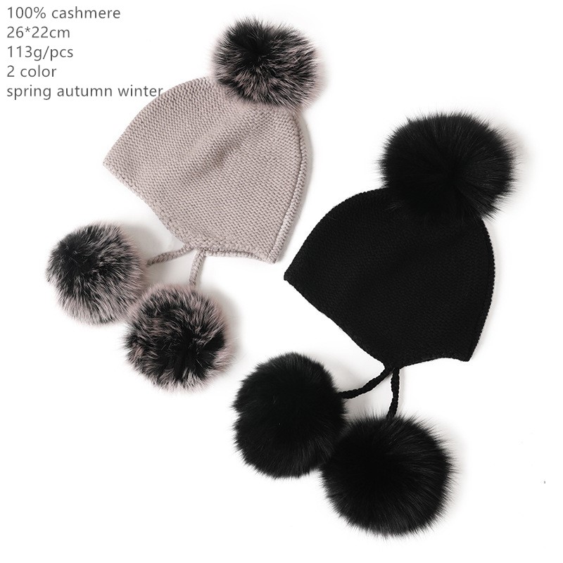 

Naizaiga 100% cashmere Dome cute fur ball hat warm and soft removable fur ball female hat , SN750