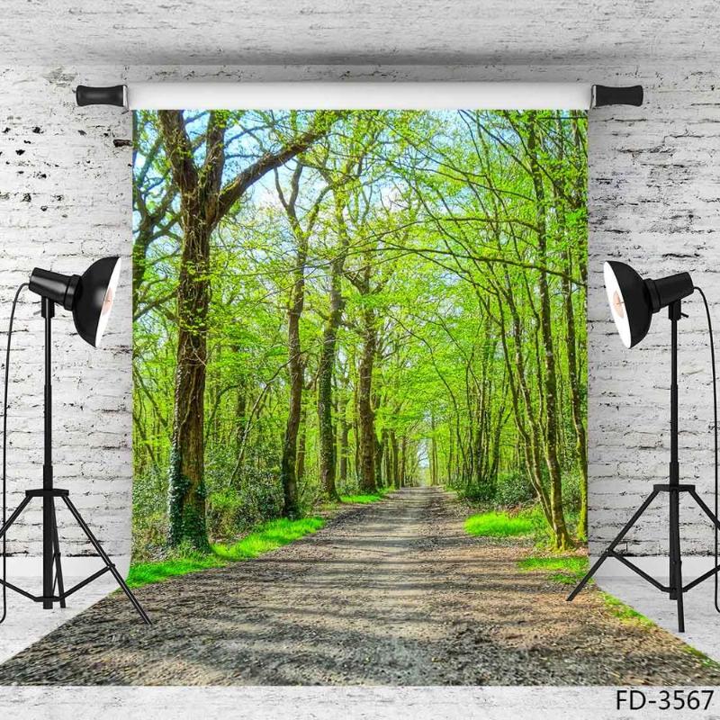 

Spring Tree Pathway Green Photo Backdrops Photo Studio Vinyl Backgrounds Photography Props for Children Portrait Photobooth