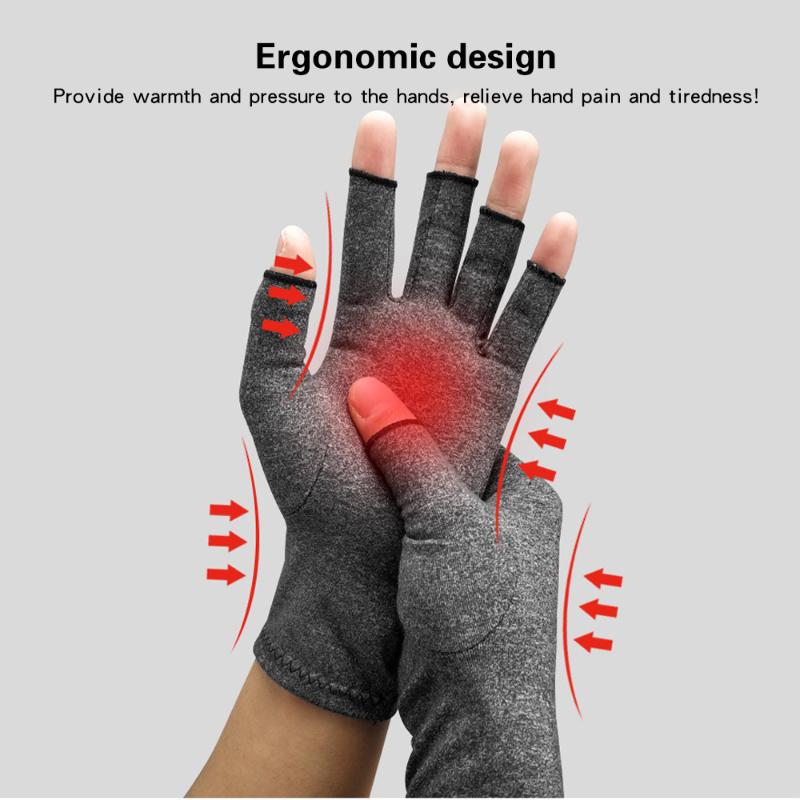 

FDBRO Gray Pressure Gloves Outdoor Fitness Non-slip Indoor Health Care Breathable Rubber Arthritis Rehabilitation Carpal, Dark grey