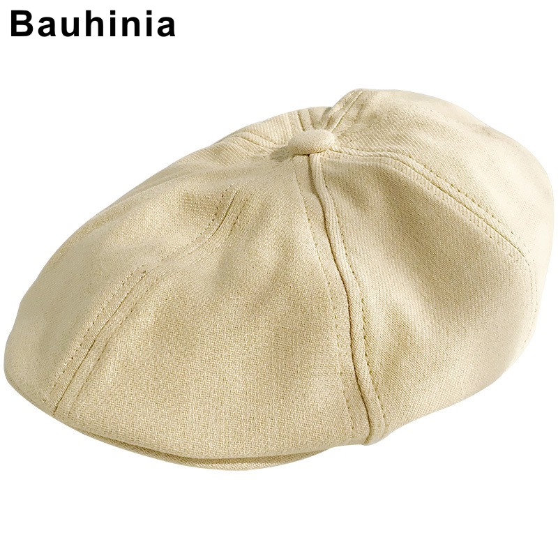 

Berets Bauhinia Brand Solid Color Cotton And Linen Cap Spring Autumn Breathable Hat Literary Thin Section Korean Casual Wild Beret, White