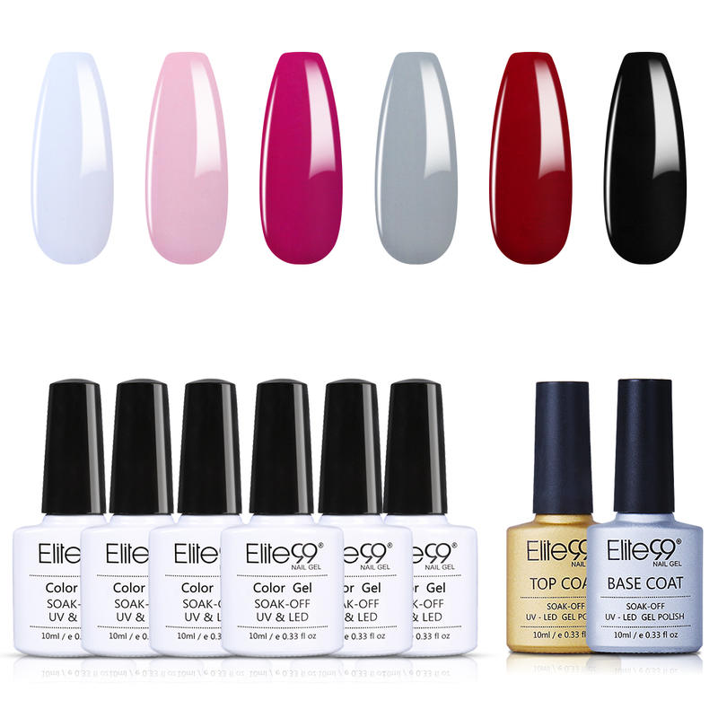 

Elite99 8pcs Nail Kit Nail Gel Polish Set 10ml Top Base Coat Sets Semi Permanent Enamel For Manicure Art Decorations