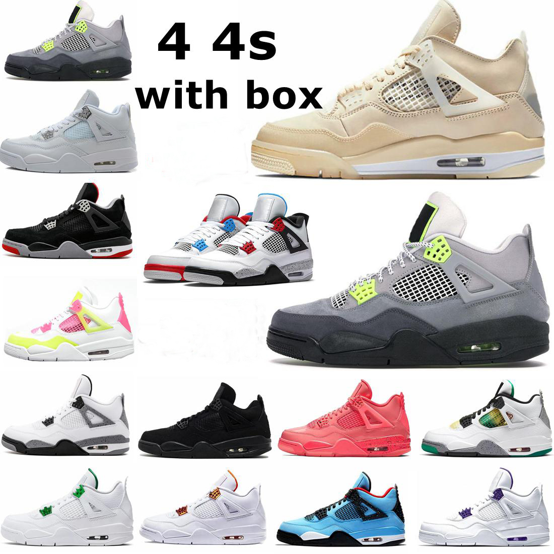 

Sail 4 Mens Basketball shoes Deep Ocean Neon Metallic Pack Royalty cactus Jack White Cement 4s Pure Money Trainers Men Sports Sneakers 7-13, Tattoo