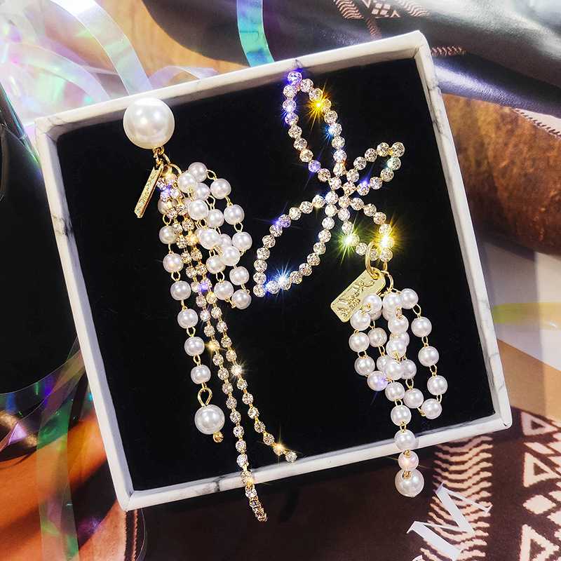 

Fashion Drop Earrings for Women Trendy Big Butterfly Pearl Beaded Tassel Long Earring Boho Party Korean Wedding Jewelry Brincos