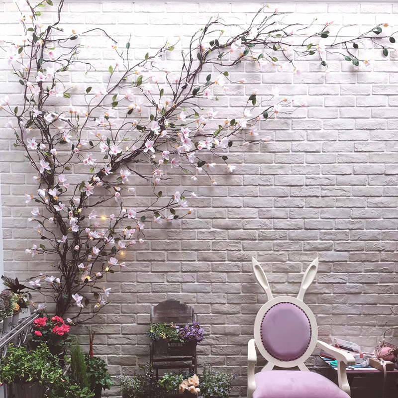 

Artificial Flower Simulation Magnolia Tree Vine Wedding Party Home Shooting Flowers Wall Decoration Props Wall Flowers Garlands, Blue
