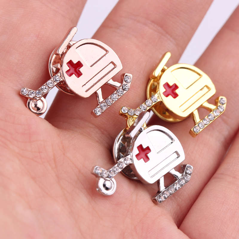 

Free Shipping Rose Gold/Silver Color Helicopter Chapas Broches Pins Air Ambulance Pin Gift for / Jewelry