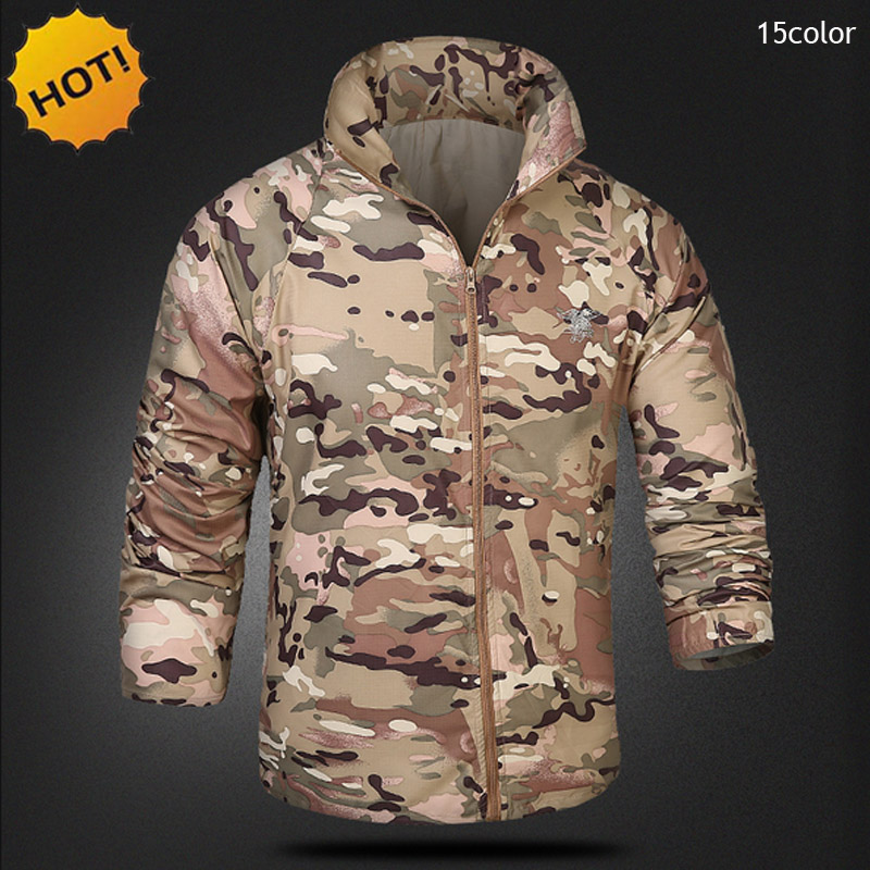

Outdoors Skin Bask Spring Summer Clothing men Windbreaker Quick-dry Waterproof Breathable Ultra-light Camouflage Coat 15color, As picture